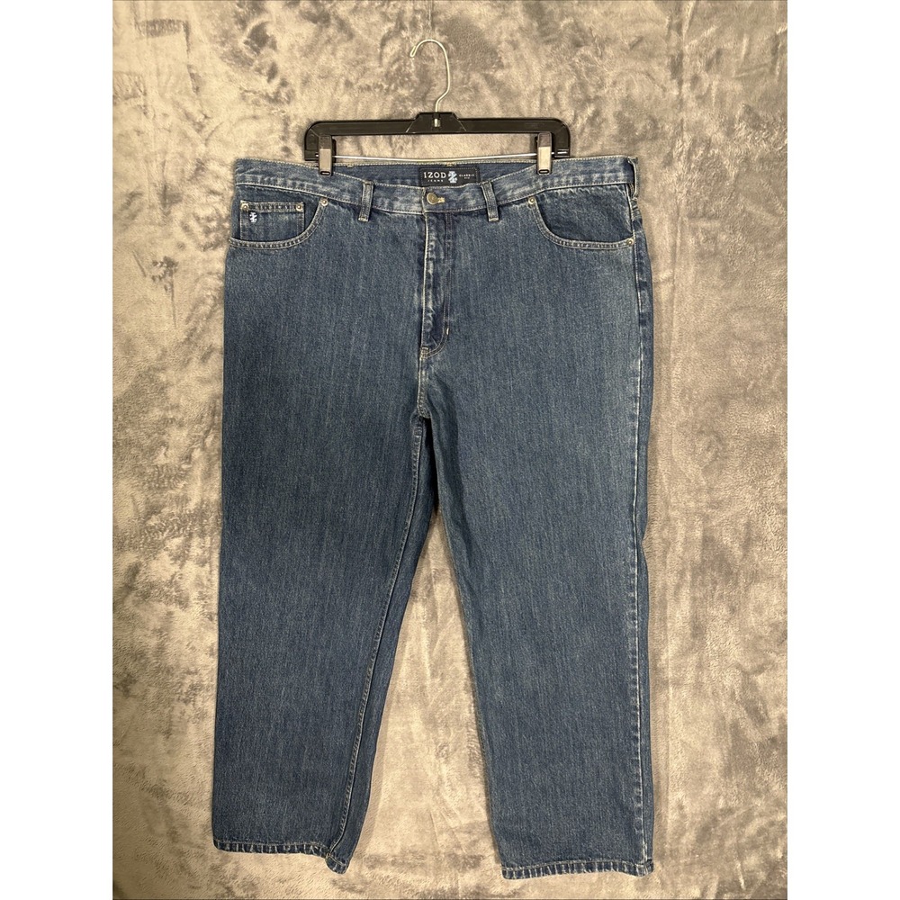 IZOD Mens Classic Fit Jeans Medium Wash Blue Denim Straight Leg 42x28